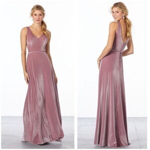 Morilee Madeline Gardner Vintage Velvet Bridesmaid Dress with V-Neckline Gown 10